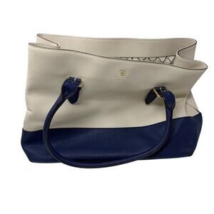 Kate Spade Cove Street Airell Two Tone Large Tote Colorblock Navy Cream *FLAW